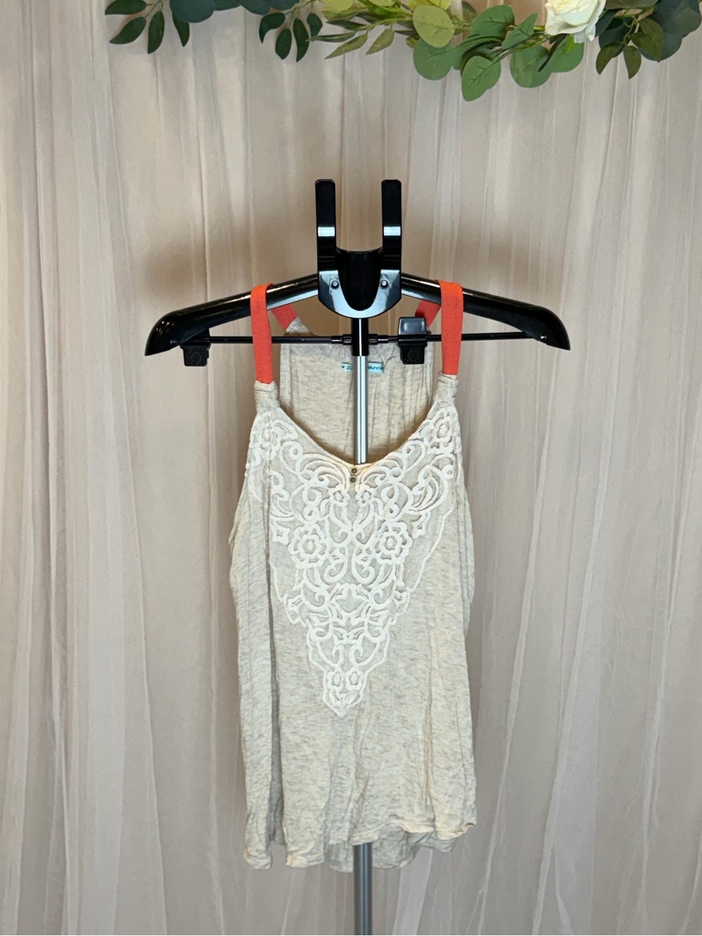 Maurices Cream Lace Front Tank Top Medium
